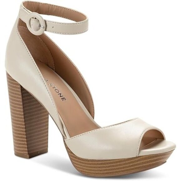 Sun + Stone Women's Reemaa Peep Toe Block Heel Platform Sandals - Picture 1 of 3